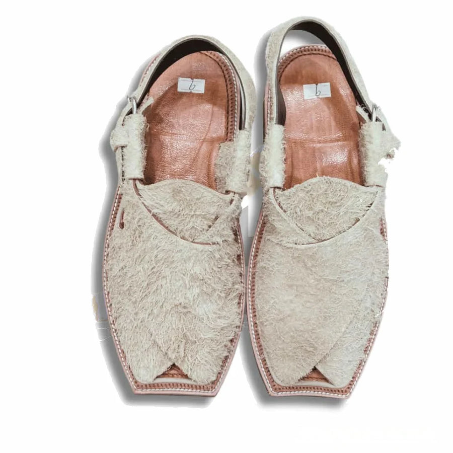 Off White Suede Peshawari Chappal