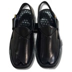 Premium Black Smart Zalmi Round Edge Peshawari Chappal
