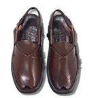 Premium Dark Brown Smart Zalmi Round Edge Peshawari Chappal