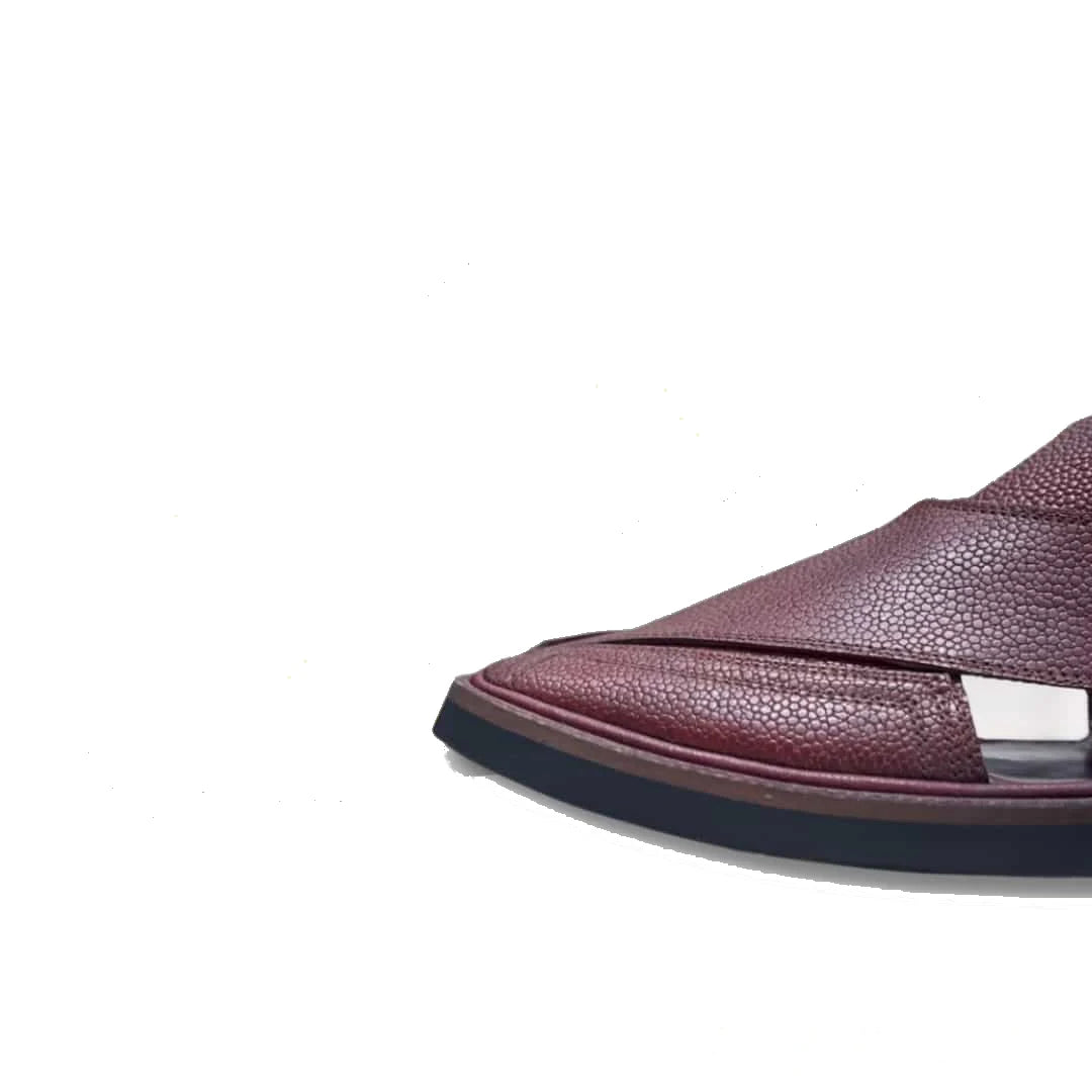 Radish Brown Dotted Takidar Medium Sole Peshawari Chappal - view 5